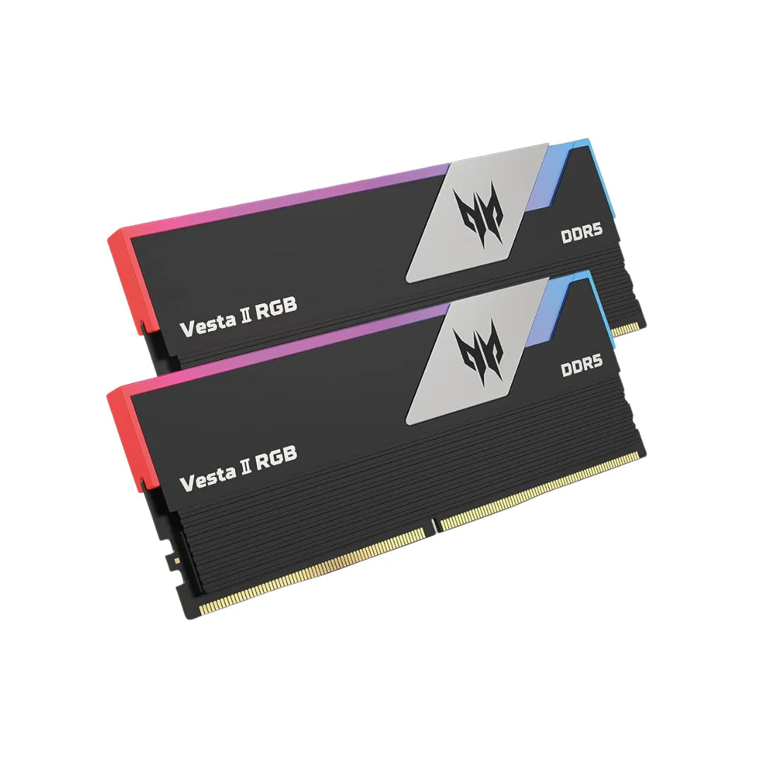 Acer Predator Vesta II DDR5 RGB RAM 32GB (16GBx2) 6000MHz - CL30 Black, XMP & EXPO Acer Predator Vesta II DDR5 RGB RAM 32GB (16GBx2) 6000MHz - CL30 Black, XMP & EXPO